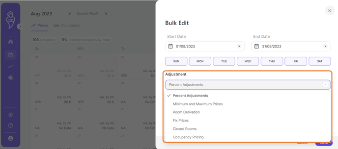 Bulk Edit Adjustments