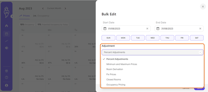 Bulk Edit Adjustments